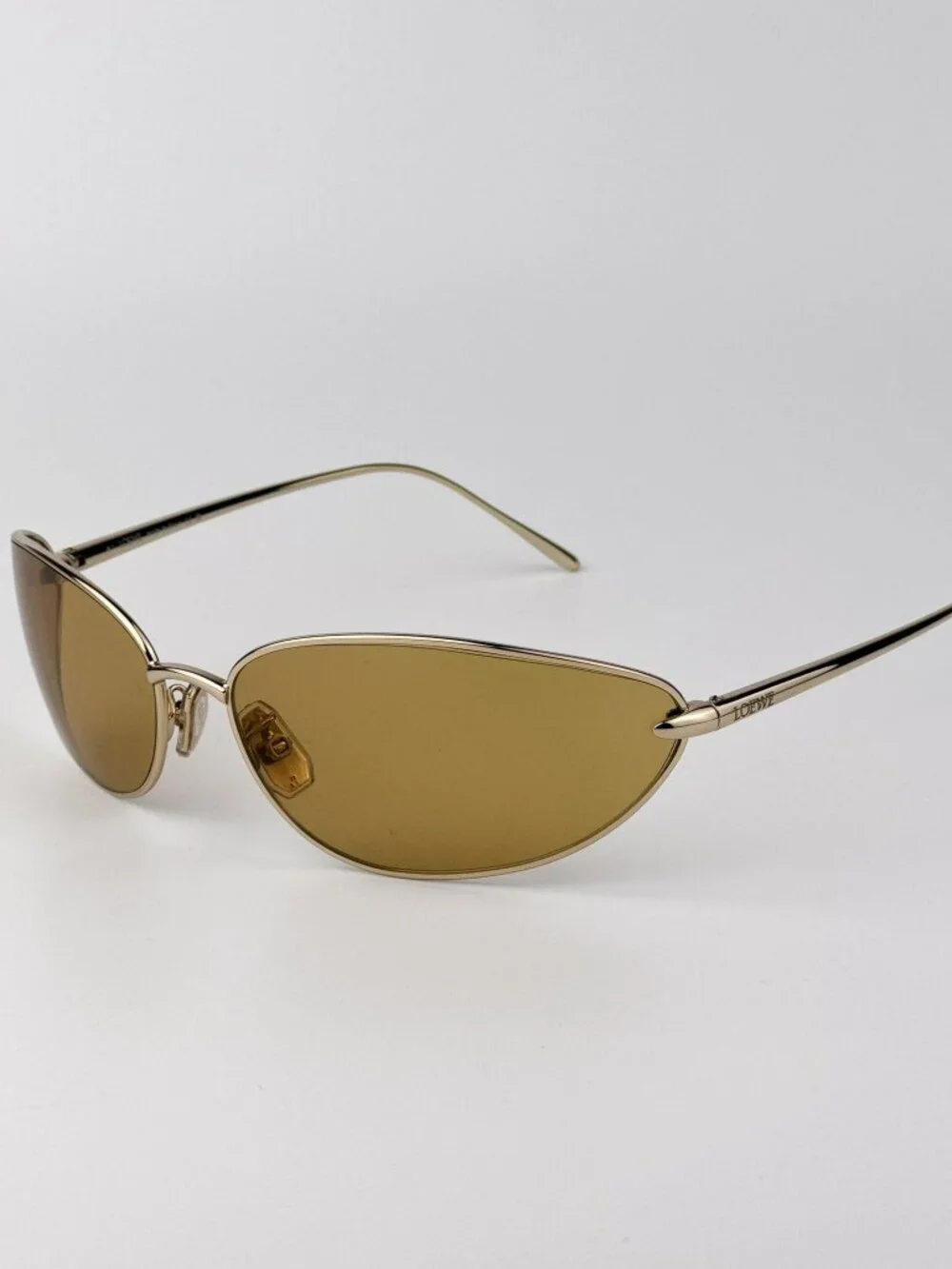 Loewe LW40164U 32E Wraparound Sunglasses Gold Frame Brown Lenses